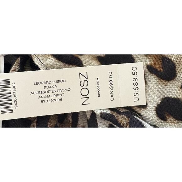 CHICO'S Leopard Fusion Ruana Open Front Wrap One Size New with Imperfections - Picture 5 of 6